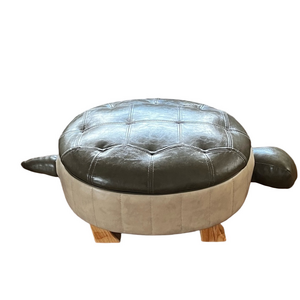 Hand Carved Turtle Ottoman, Eco-Friendly Design by Joshua Steinberg
